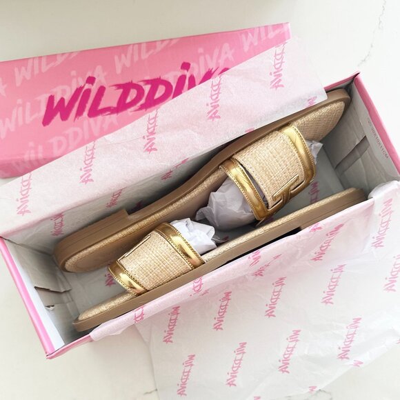 NWT Wild Diva Abia Raffia Slide Sandal - Picture 2 of 8